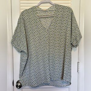 JODIFL Diamond Print Blouse in Blue and Cream